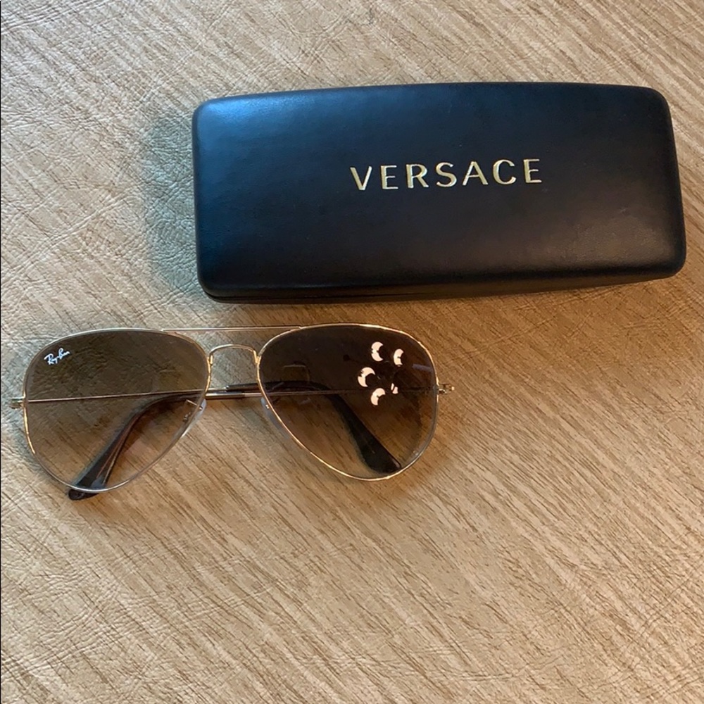 Ray ban brown and gold aviators